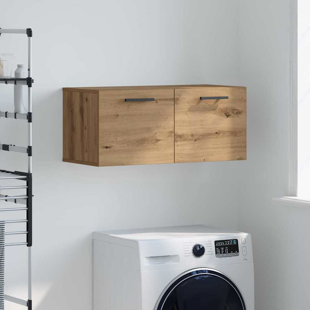 Wandkast artisanaal eikenkleurig 80 x 36.5 x 35 cm Bewerkt hout is nu te koop bij PeponiXL, paradijselijk wonen!