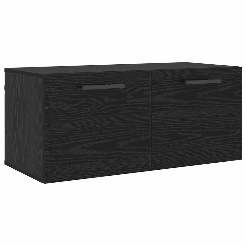 Wandkast Zwart eiken 80 x 36.5 x 35 cm Bewerkt hout is nu te koop bij PeponiXL, paradijselijk wonen!
