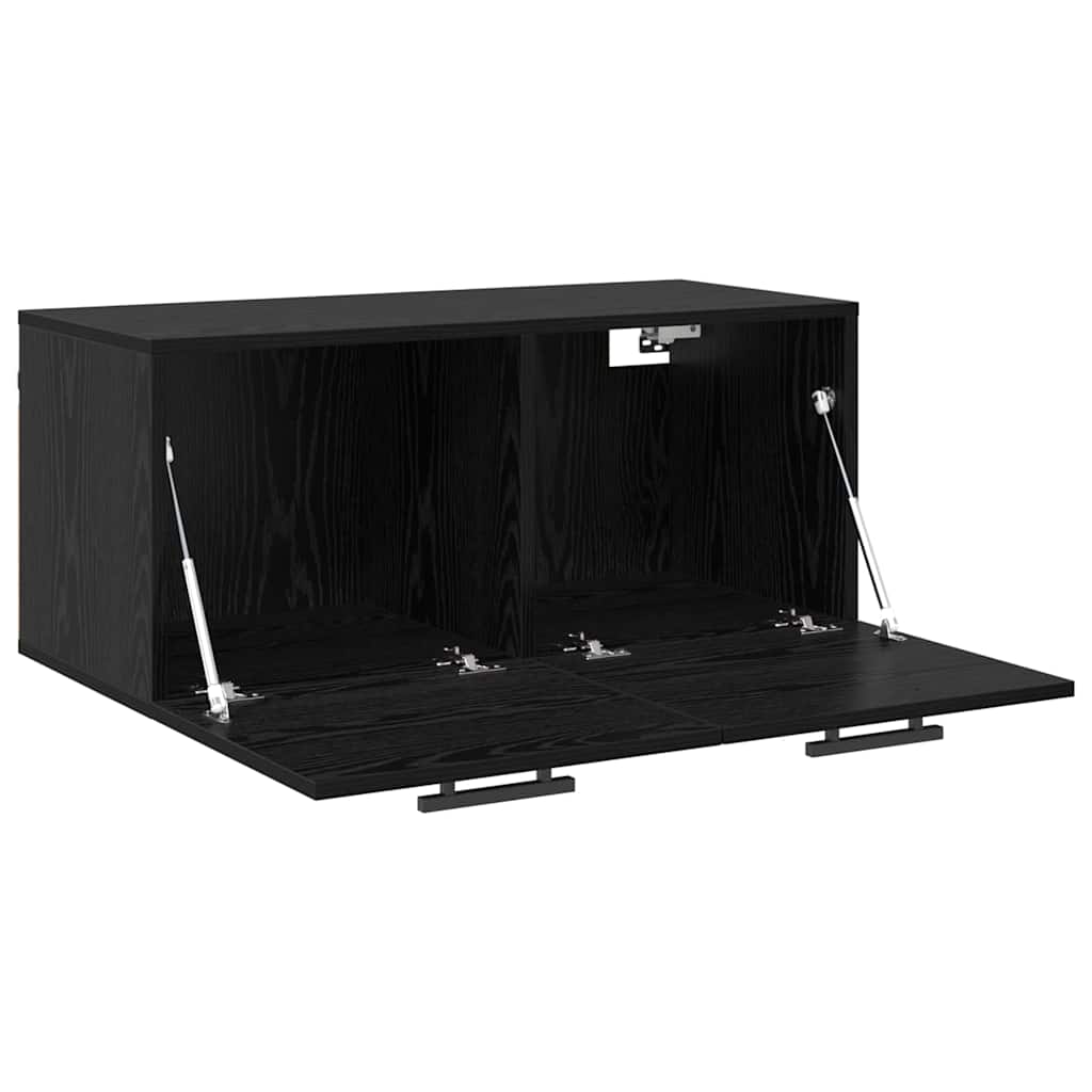 Wandkast Zwart eiken 80 x 36.5 x 35 cm Bewerkt hout is nu te koop bij PeponiXL, paradijselijk wonen!