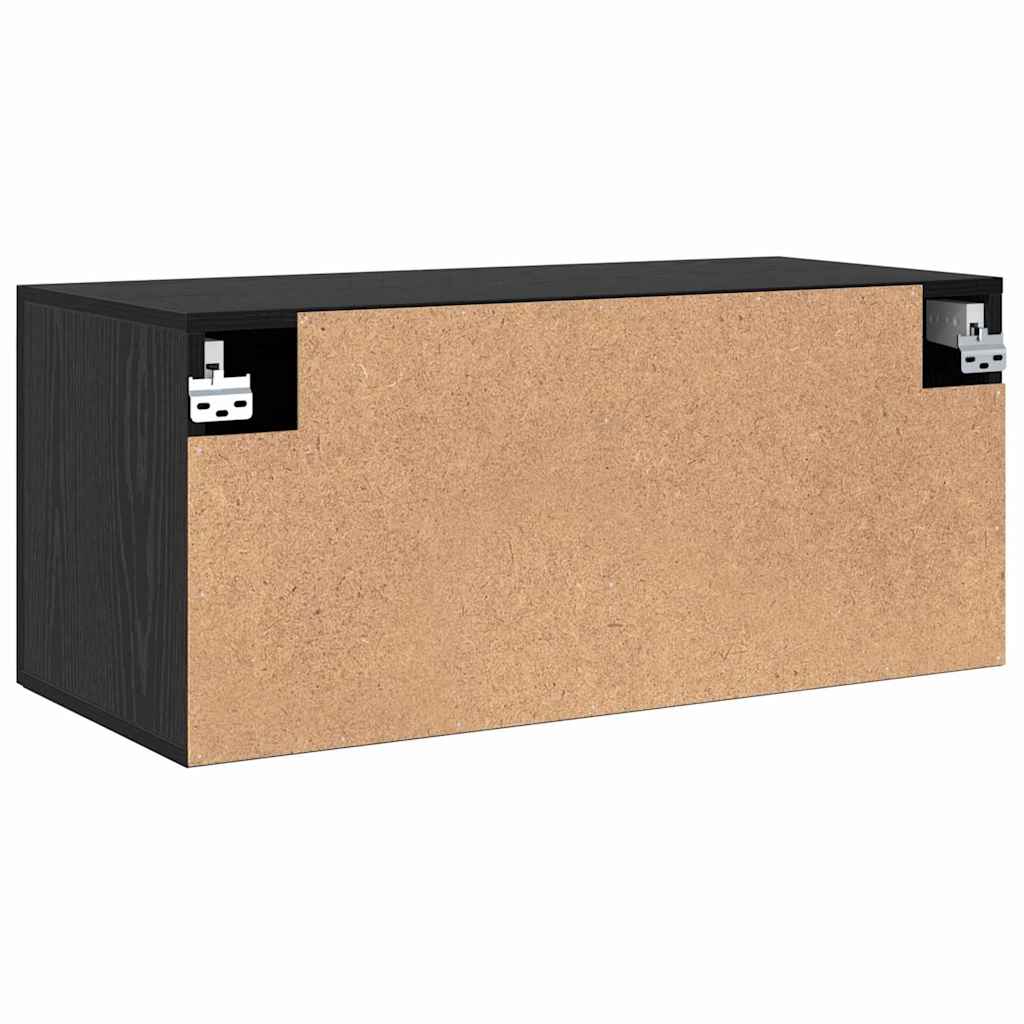 Wandkast Zwart eiken 80 x 36.5 x 35 cm Bewerkt hout is nu te koop bij PeponiXL, paradijselijk wonen!