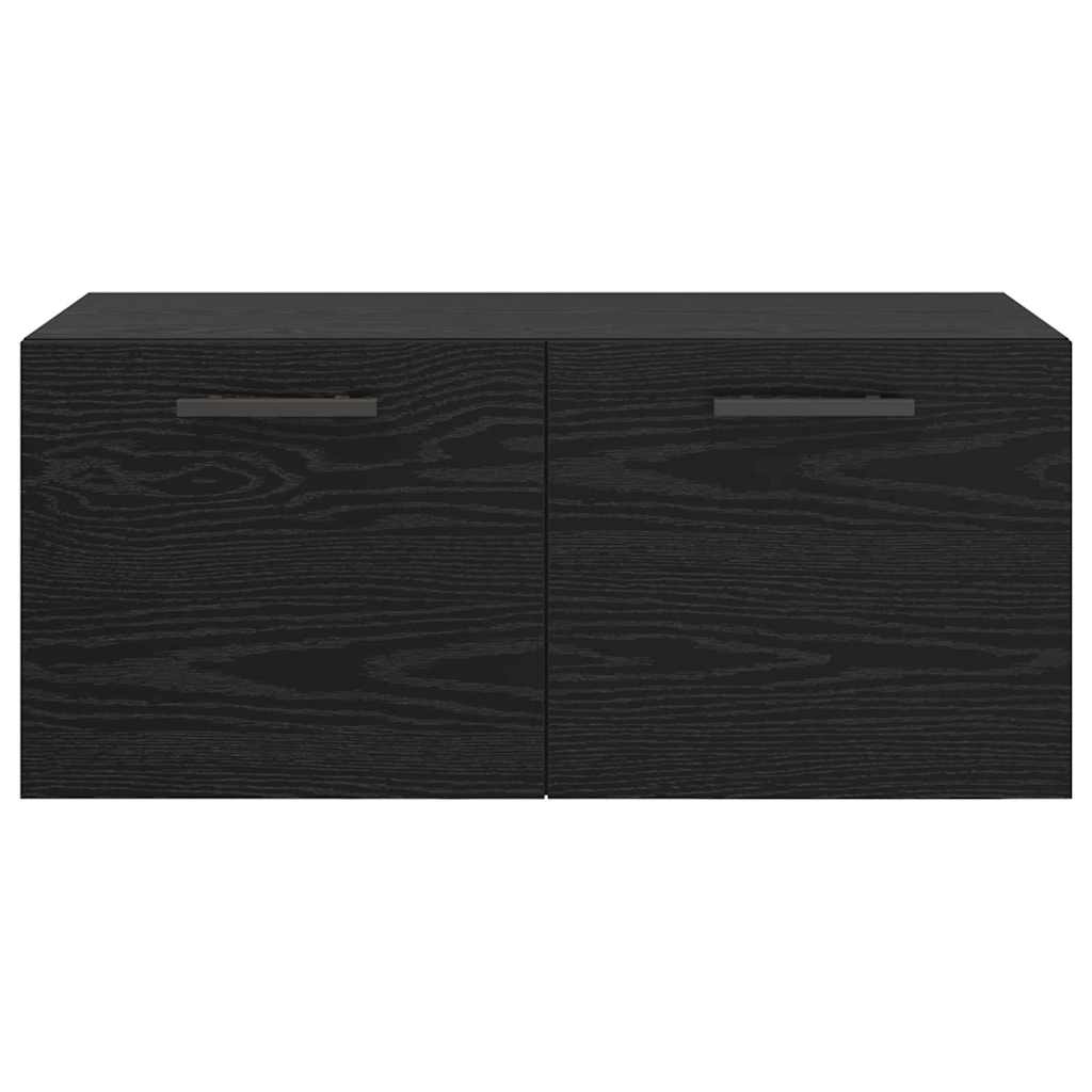 Wandkast Zwart eiken 80 x 36.5 x 35 cm Bewerkt hout is nu te koop bij PeponiXL, paradijselijk wonen!