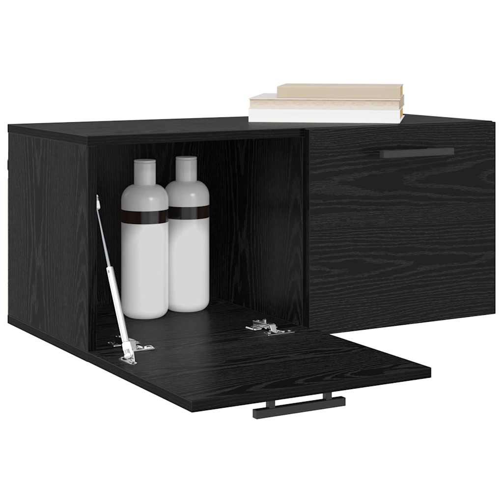 Wandkast Zwart eiken 80 x 36.5 x 35 cm Bewerkt hout is nu te koop bij PeponiXL, paradijselijk wonen!