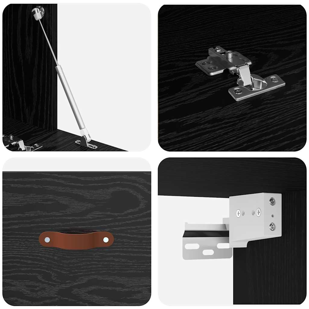 Wandkast Zwart Eiken 100 x 36,5 x 35 cm Bewerkt hout is nu te koop bij PeponiXL, paradijselijk wonen!