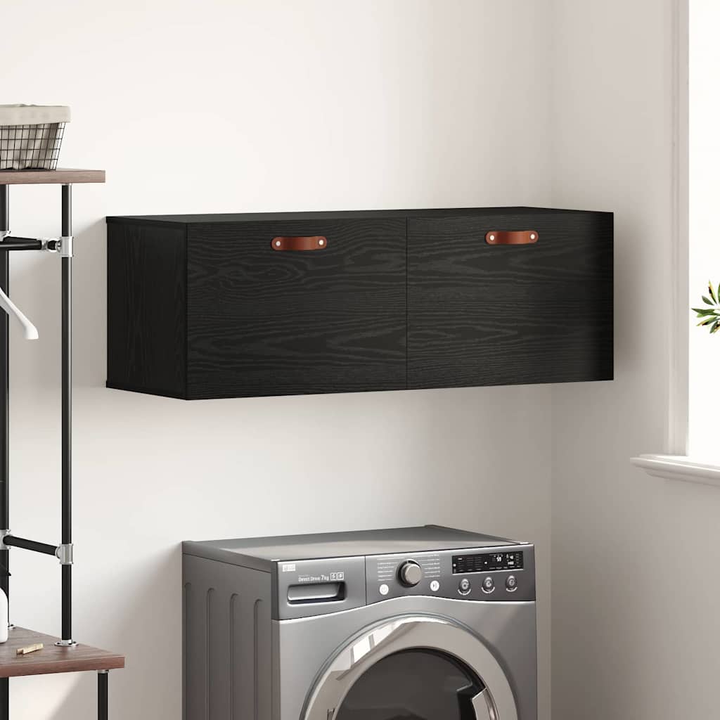 Wandkast Zwart Eiken 100 x 36,5 x 35 cm Bewerkt hout is nu te koop bij PeponiXL, paradijselijk wonen!