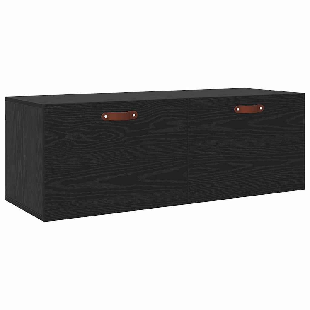 Wandkast Zwart Eiken 100 x 36,5 x 35 cm Bewerkt hout is nu te koop bij PeponiXL, paradijselijk wonen!