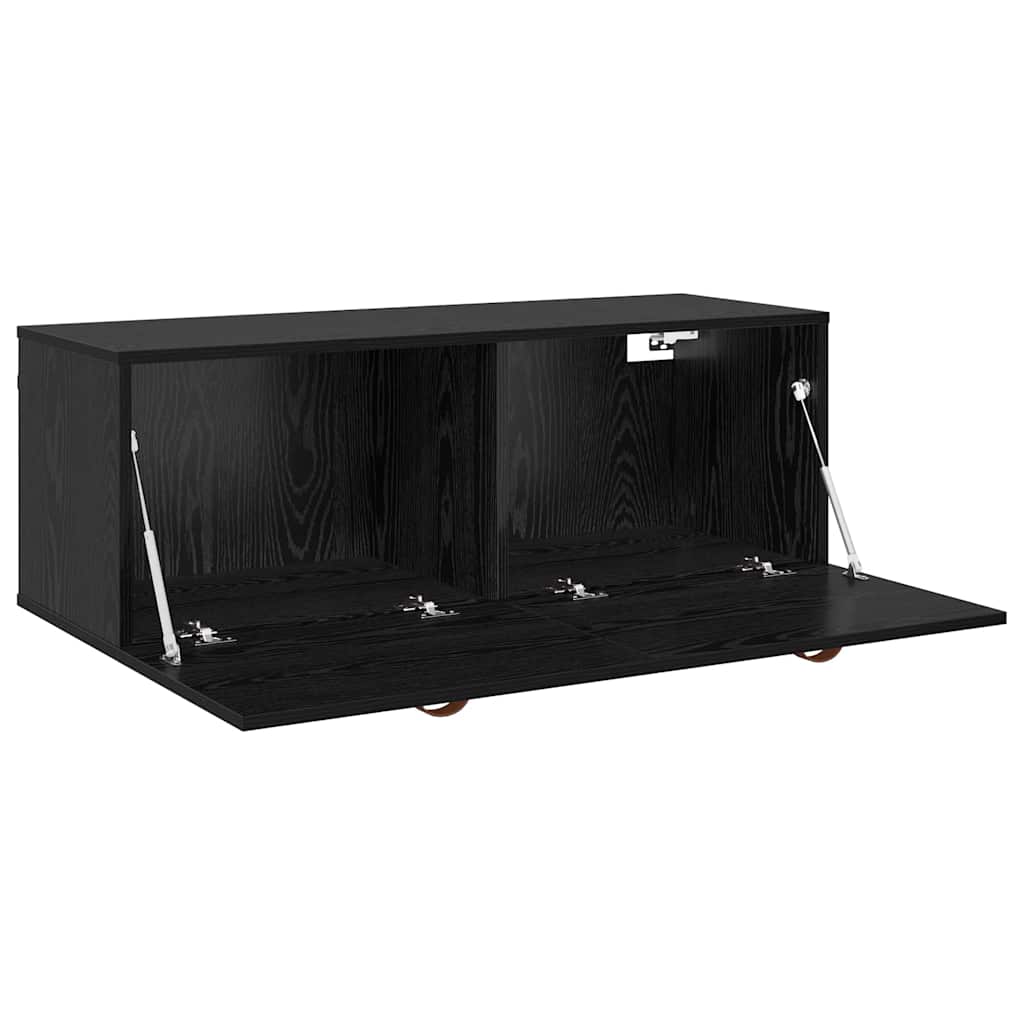 Wandkast Zwart Eiken 100 x 36,5 x 35 cm Bewerkt hout is nu te koop bij PeponiXL, paradijselijk wonen!