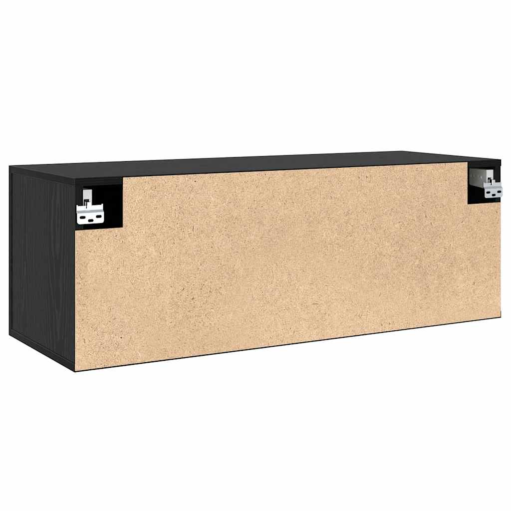 Wandkast Zwart Eiken 100 x 36,5 x 35 cm Bewerkt hout is nu te koop bij PeponiXL, paradijselijk wonen!