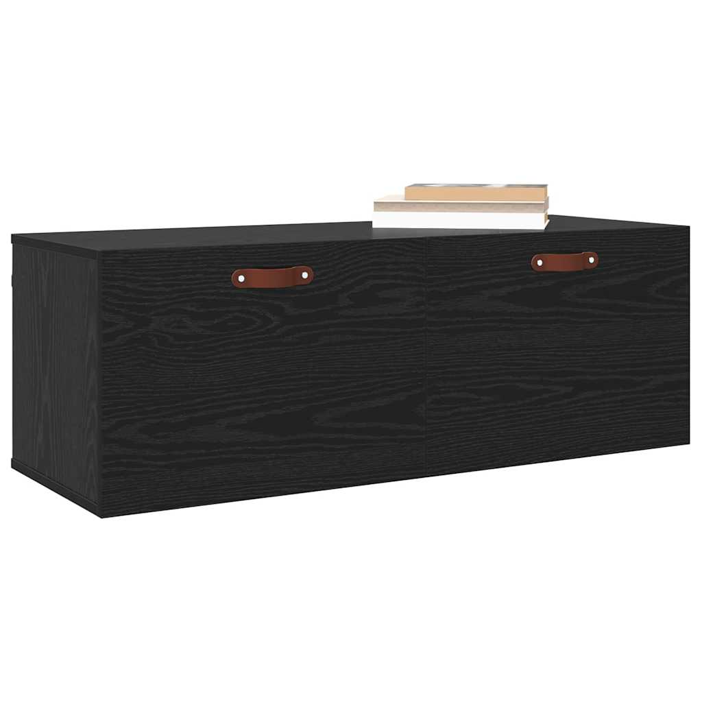 Wandkast Zwart Eiken 100 x 36,5 x 35 cm Bewerkt hout is nu te koop bij PeponiXL, paradijselijk wonen!