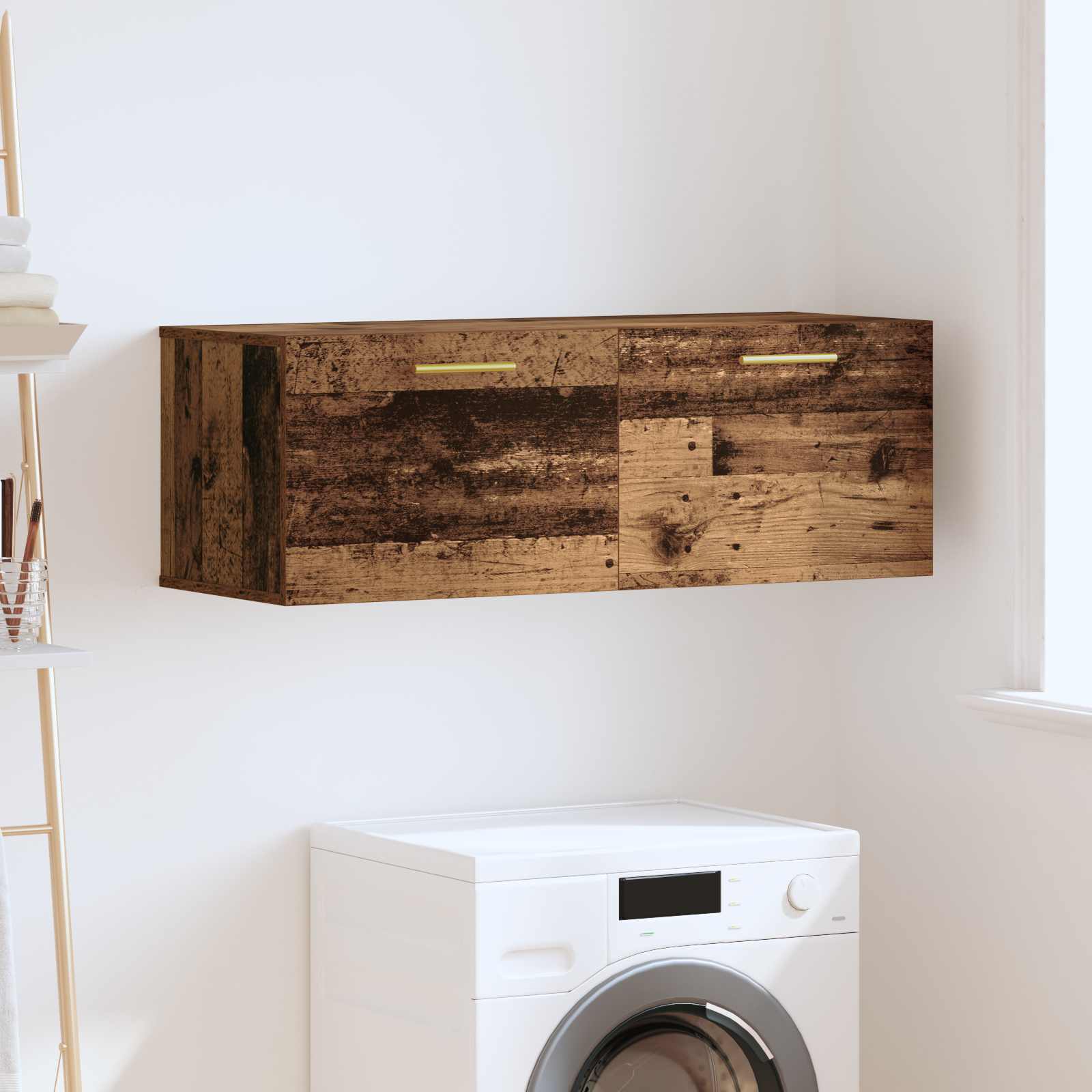Wandkast Oud hout 100 x 36.5 x 35 cm Bewerkt hout is nu te koop bij PeponiXL, paradijselijk wonen!