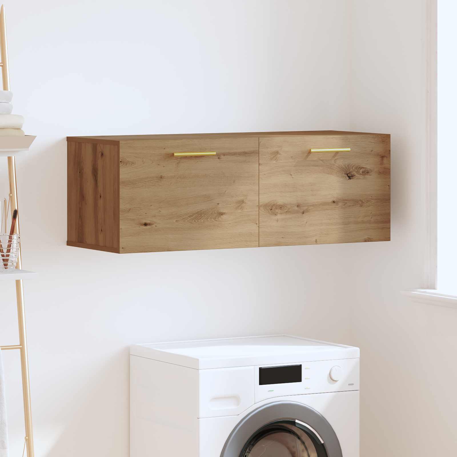 Wandkast artisanaal eikenkleurig 100 x 36.5 x 35 cm is nu te koop bij PeponiXL, paradijselijk wonen!