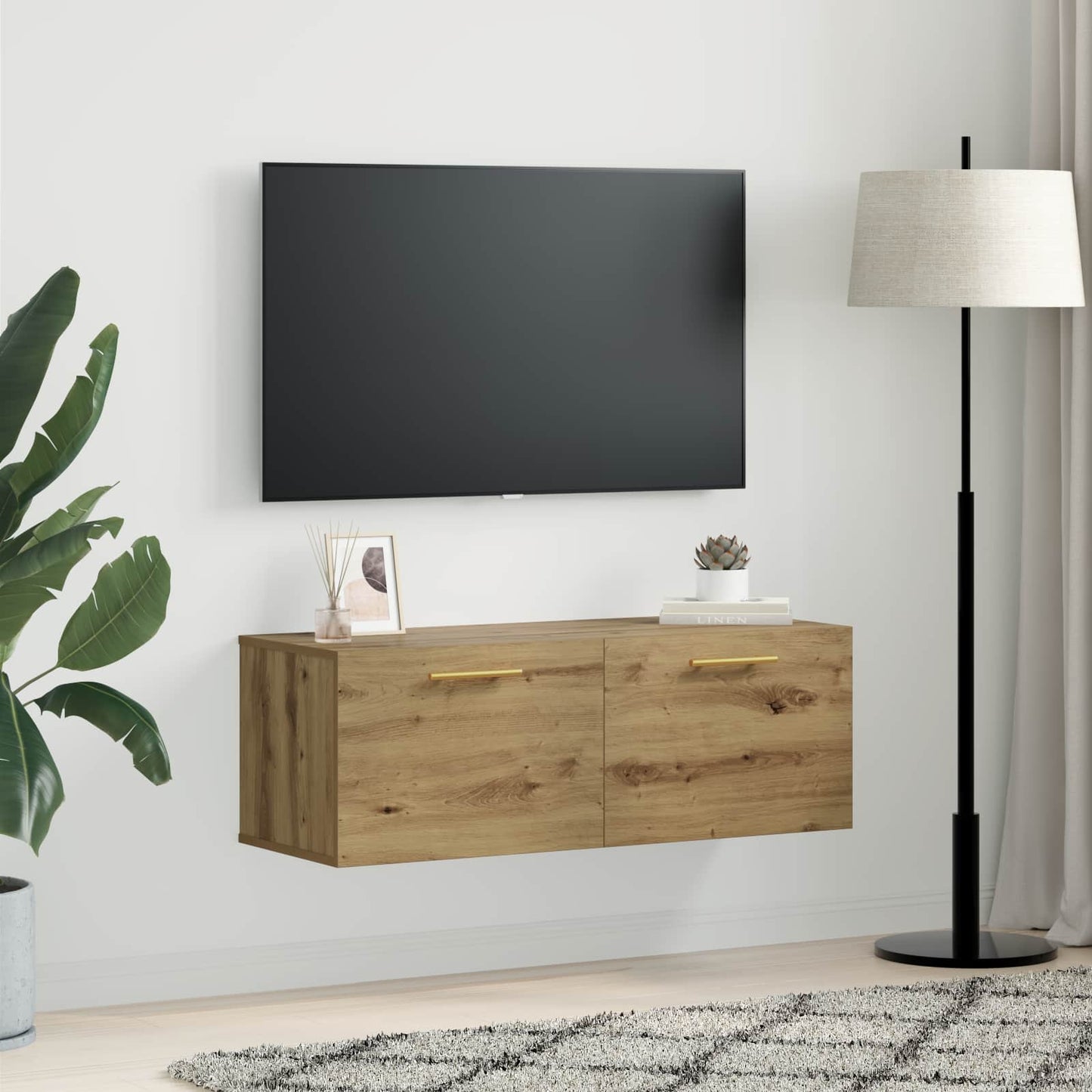Wandkast artisanaal eikenkleurig 100 x 36.5 x 35 cm is nu te koop bij PeponiXL, paradijselijk wonen!