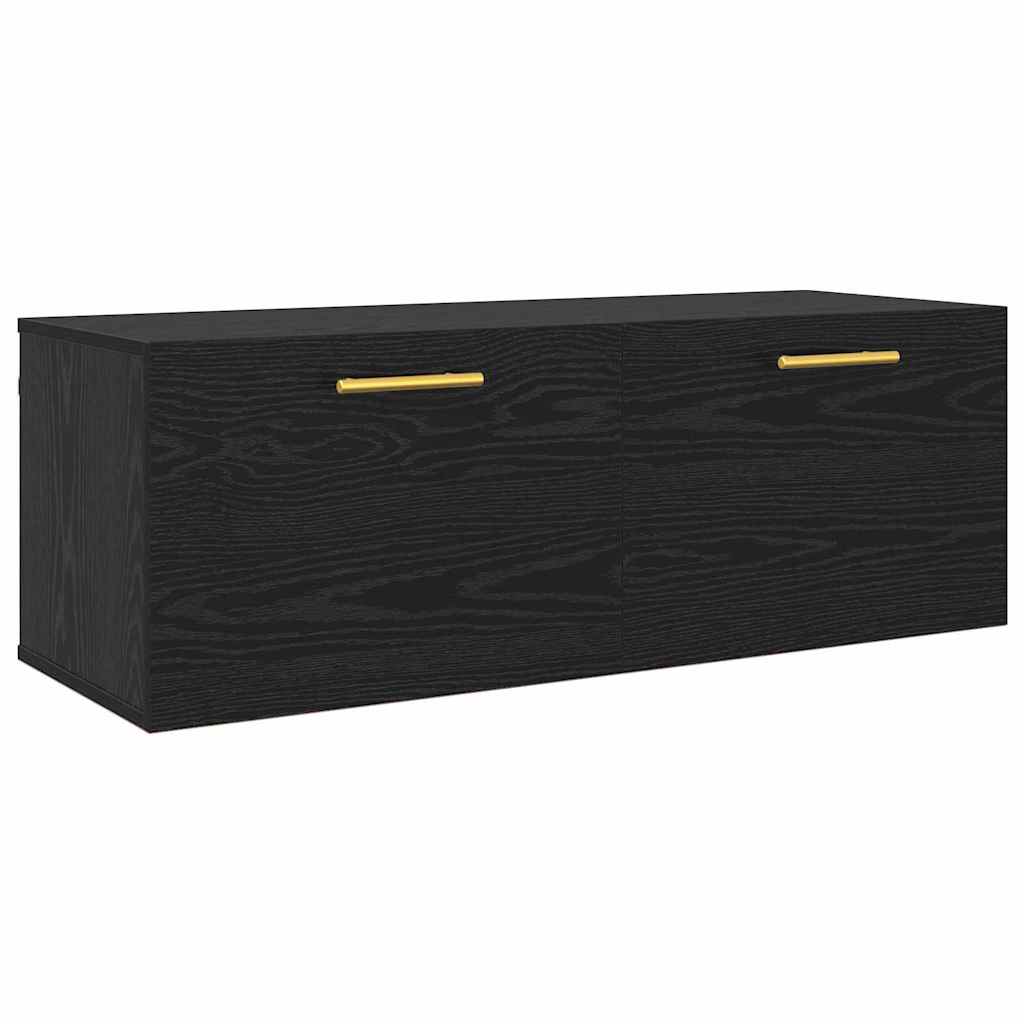 Wandkast Zwart eiken 100 x 36.5 x 35 cm Bewerkt hout is nu te koop bij PeponiXL, paradijselijk wonen!