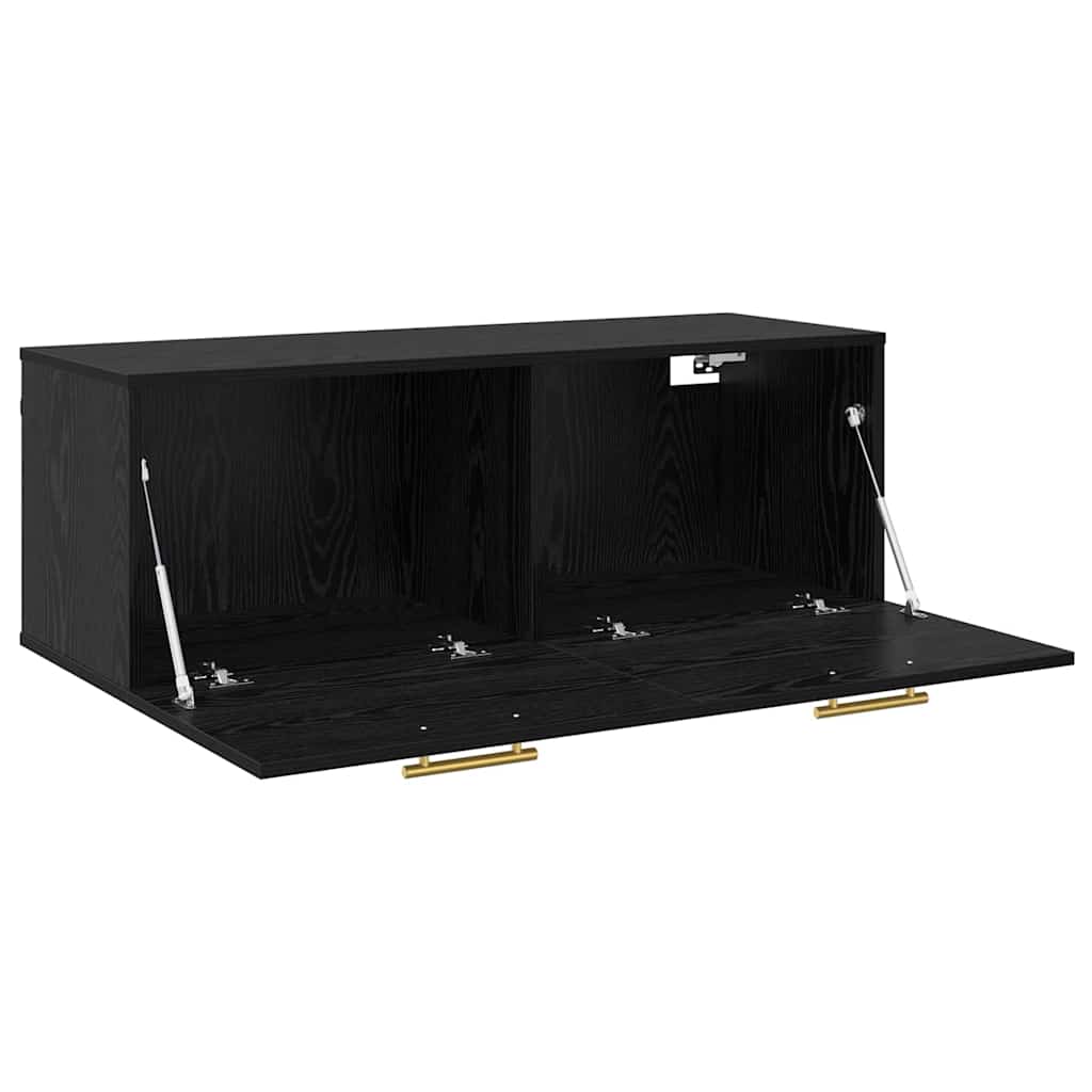 Wandkast Zwart eiken 100 x 36.5 x 35 cm Bewerkt hout is nu te koop bij PeponiXL, paradijselijk wonen!