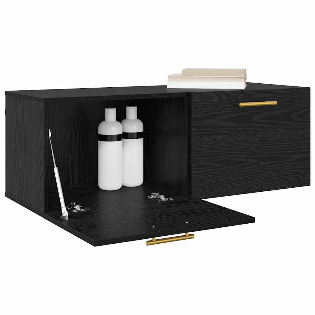 Wandkast Zwart eiken 100 x 36.5 x 35 cm Bewerkt hout is nu te koop bij PeponiXL, paradijselijk wonen!