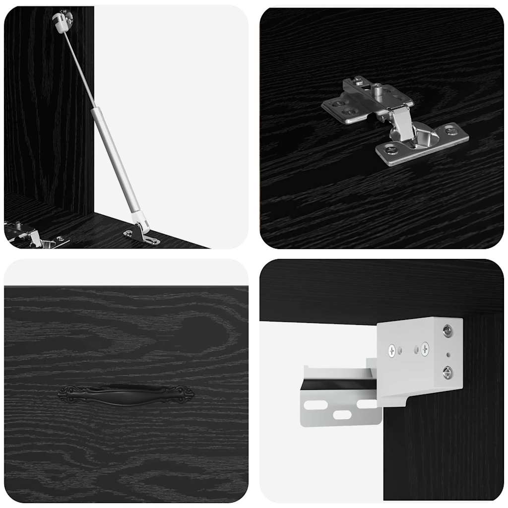 Wandkast Zwart Eiken 100 x 36,5 x 35 cm Bewerkt hout is nu te koop bij PeponiXL, paradijselijk wonen!