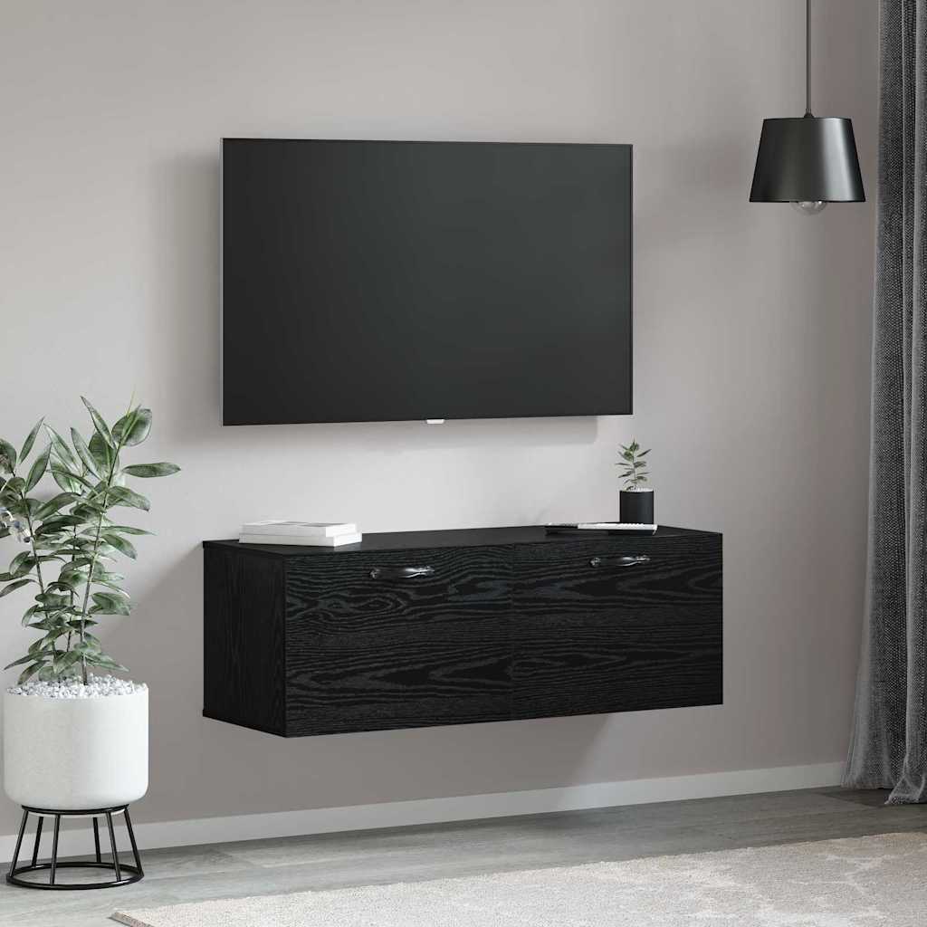 Wandkast Zwart Eiken 100 x 36,5 x 35 cm Bewerkt hout is nu te koop bij PeponiXL, paradijselijk wonen!