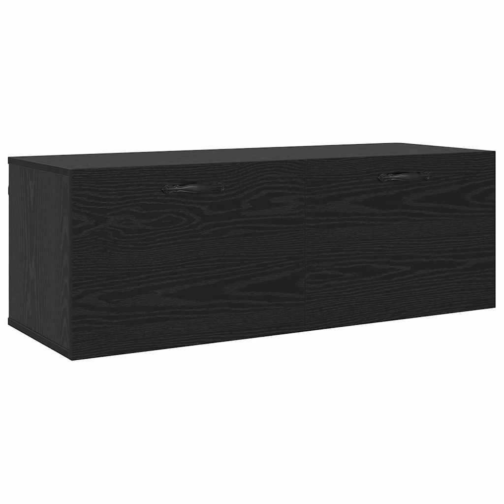 Wandkast Zwart Eiken 100 x 36,5 x 35 cm Bewerkt hout is nu te koop bij PeponiXL, paradijselijk wonen!