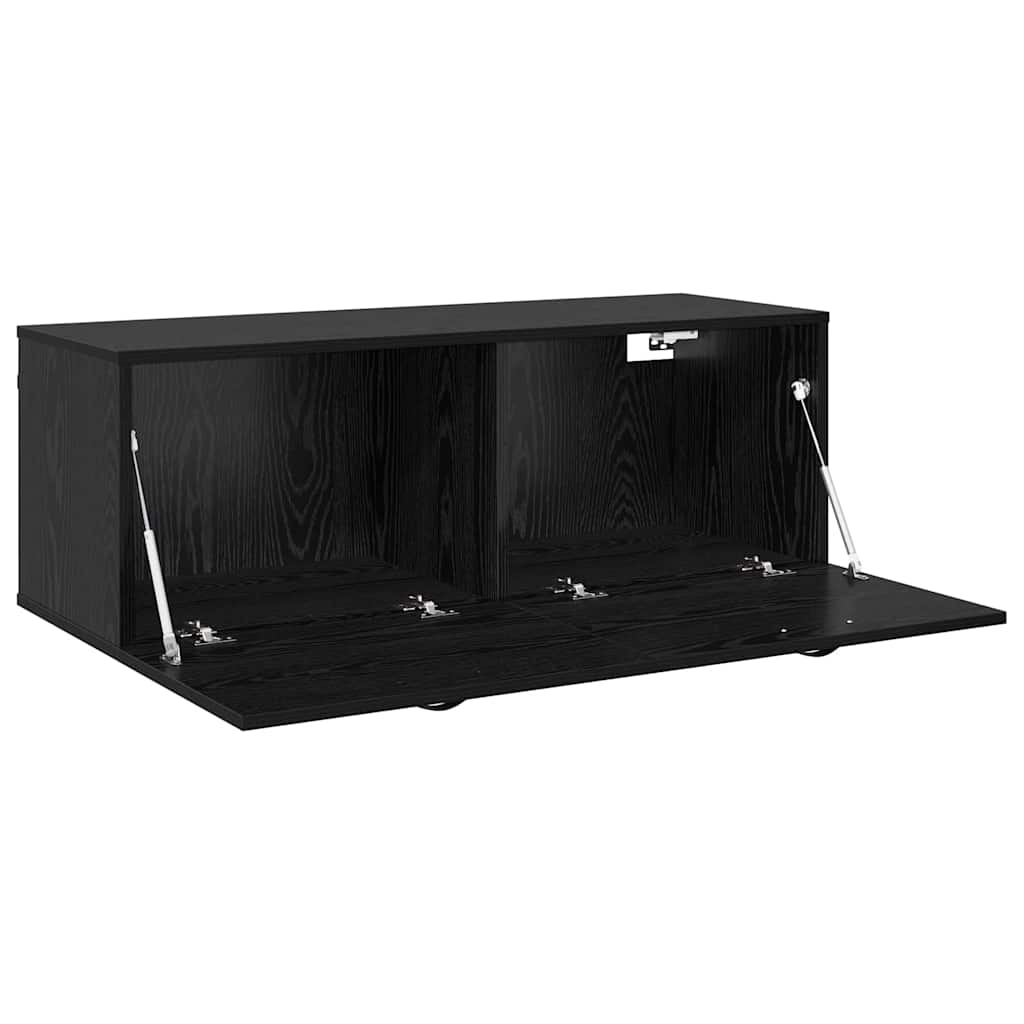 Wandkast Zwart Eiken 100 x 36,5 x 35 cm Bewerkt hout is nu te koop bij PeponiXL, paradijselijk wonen!