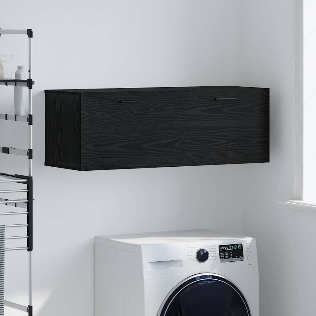 Wandkast Zwart Eiken 100 x 36,5 x 35 cm Bewerkt hout is nu te koop bij PeponiXL, paradijselijk wonen!