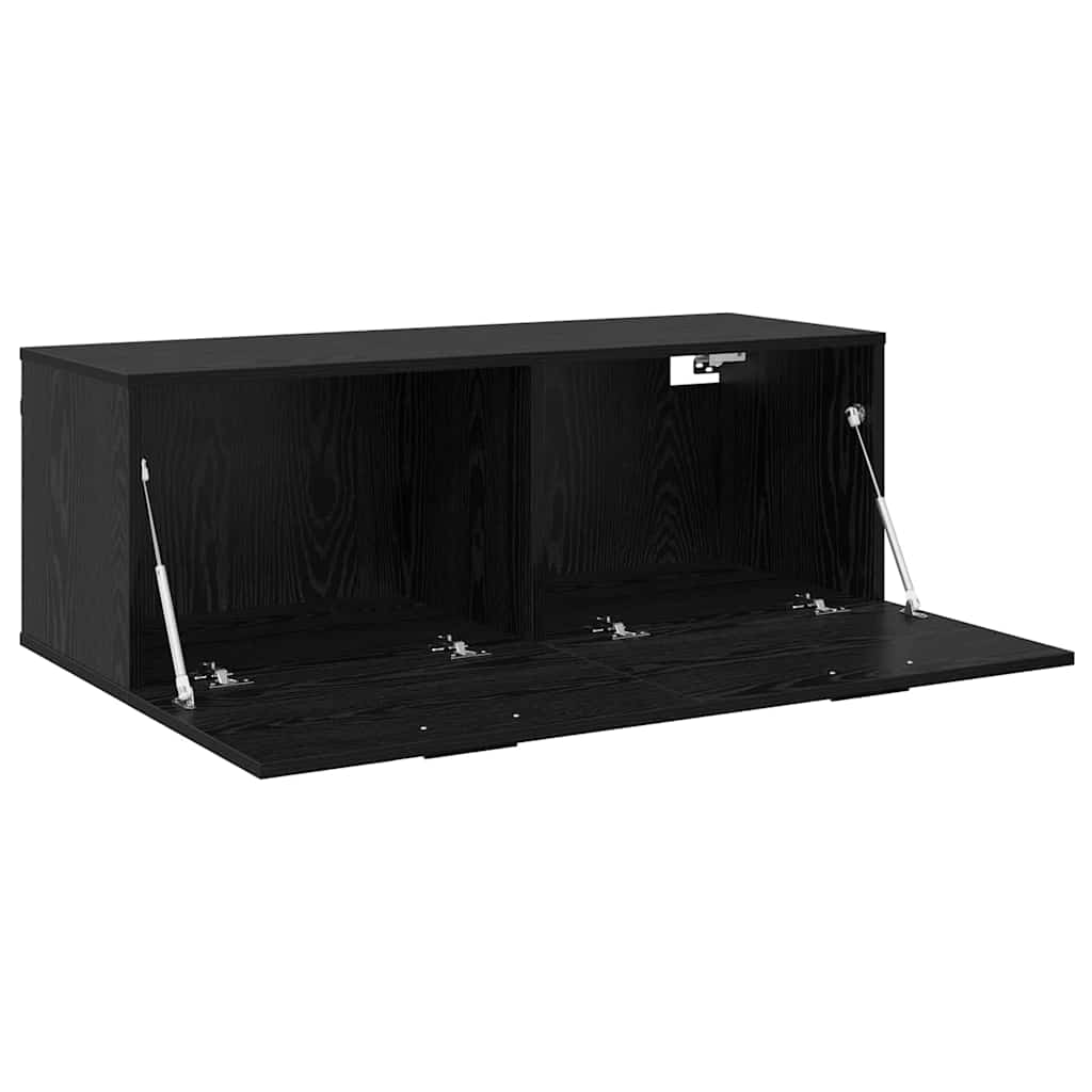 Wandkast Zwart Eiken 100 x 36,5 x 35 cm Bewerkt hout is nu te koop bij PeponiXL, paradijselijk wonen!