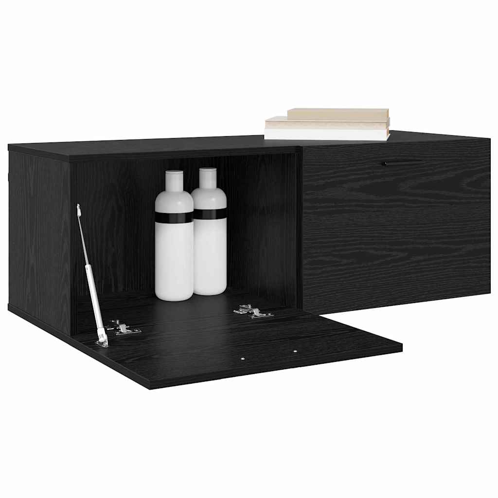 Wandkast Zwart Eiken 100 x 36,5 x 35 cm Bewerkt hout is nu te koop bij PeponiXL, paradijselijk wonen!