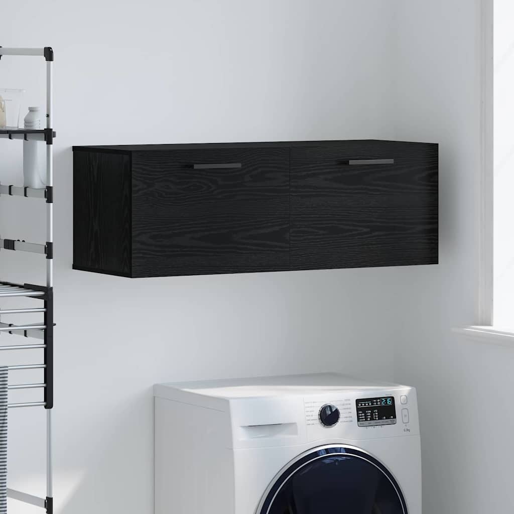 Wandkast Zwart eiken 100 x 36.5 x 35 cm Bewerkt hout is nu te koop bij PeponiXL, paradijselijk wonen!