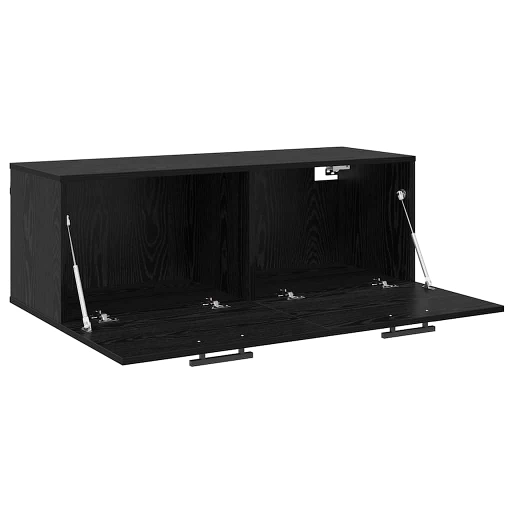 Wandkast Zwart eiken 100 x 36.5 x 35 cm Bewerkt hout is nu te koop bij PeponiXL, paradijselijk wonen!