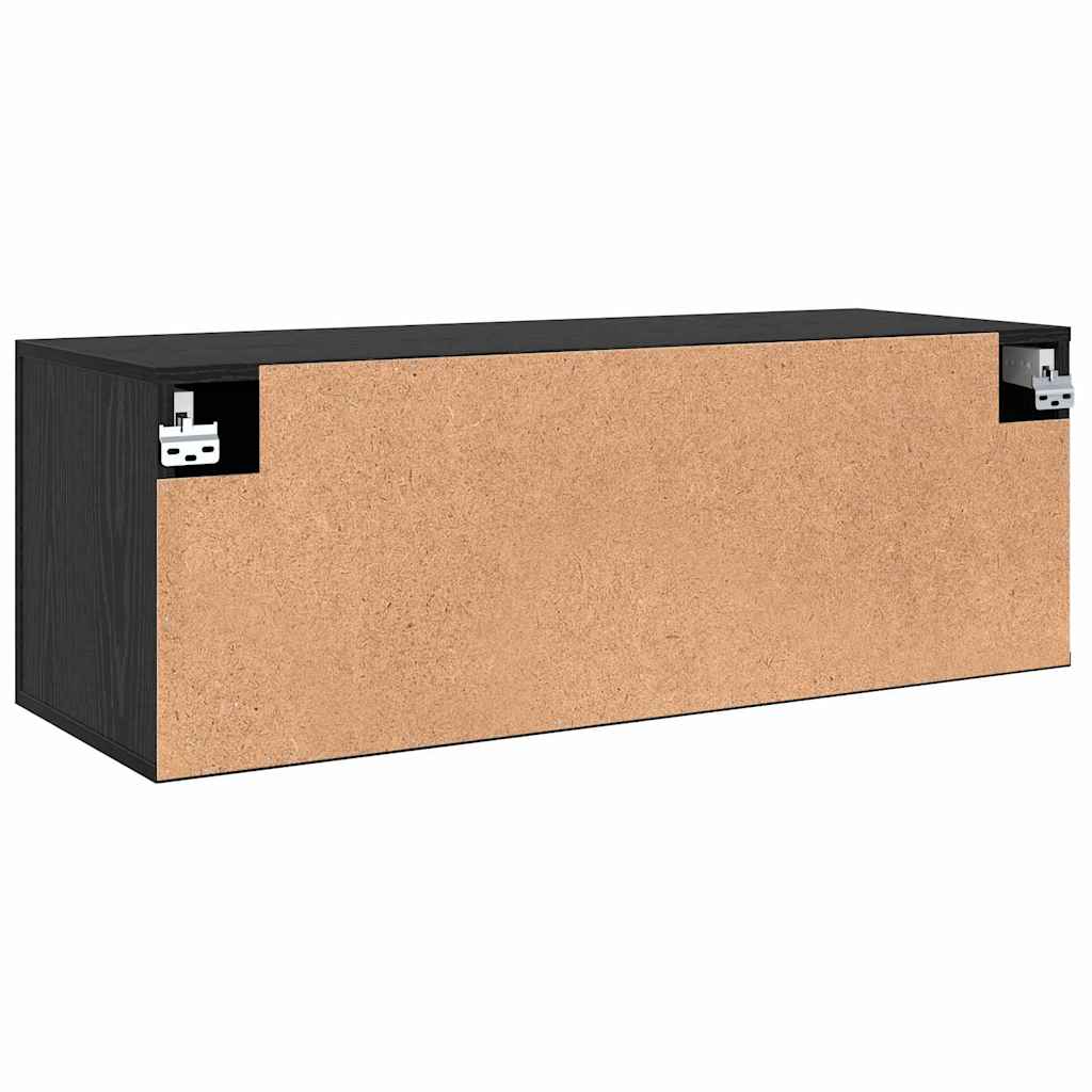 Wandkast Zwart eiken 100 x 36.5 x 35 cm Bewerkt hout is nu te koop bij PeponiXL, paradijselijk wonen!