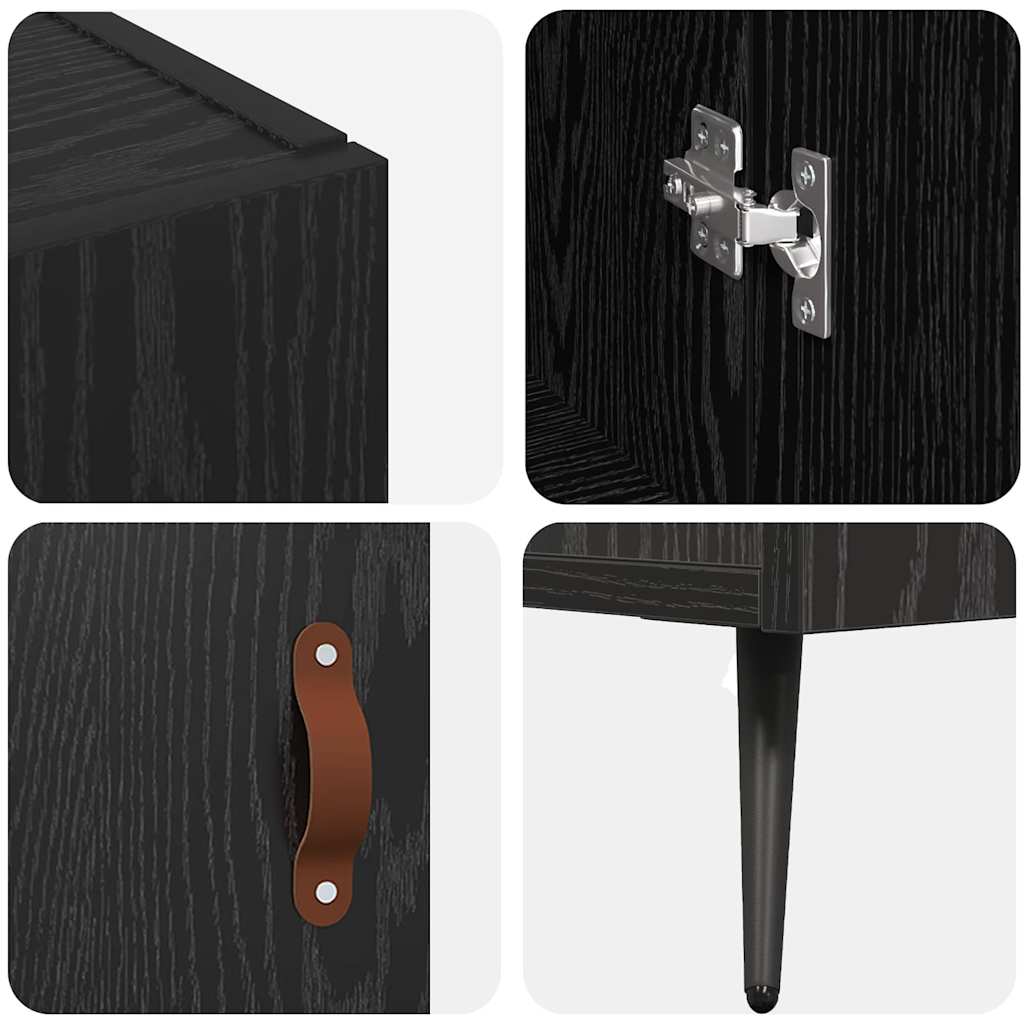 Dressoir Zwart Eiken 89,5 x 34 x 80 cm Bewerkt hout is nu te koop bij PeponiXL, paradijselijk wonen!