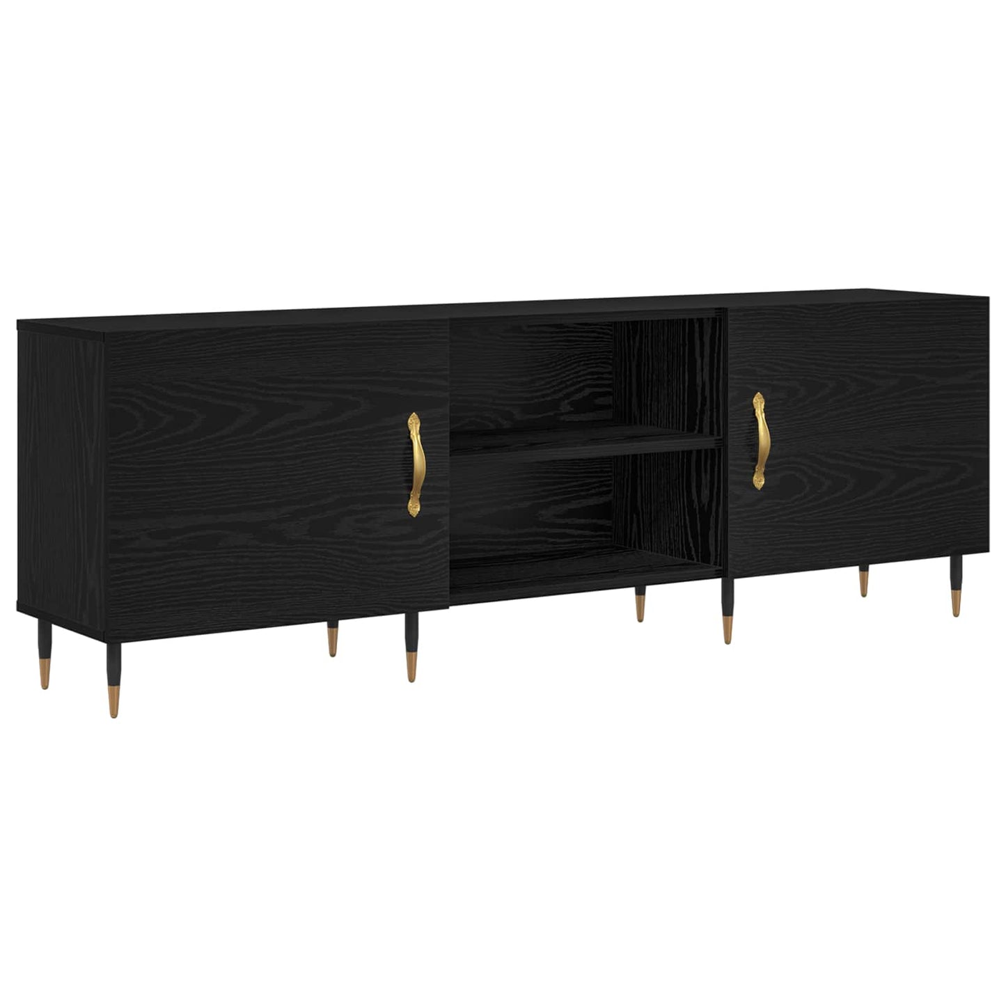 TV-kast Zwart eiken 150 x 30 x 50 cm Bewerkt hout is nu te koop bij PeponiXL, paradijselijk wonen!