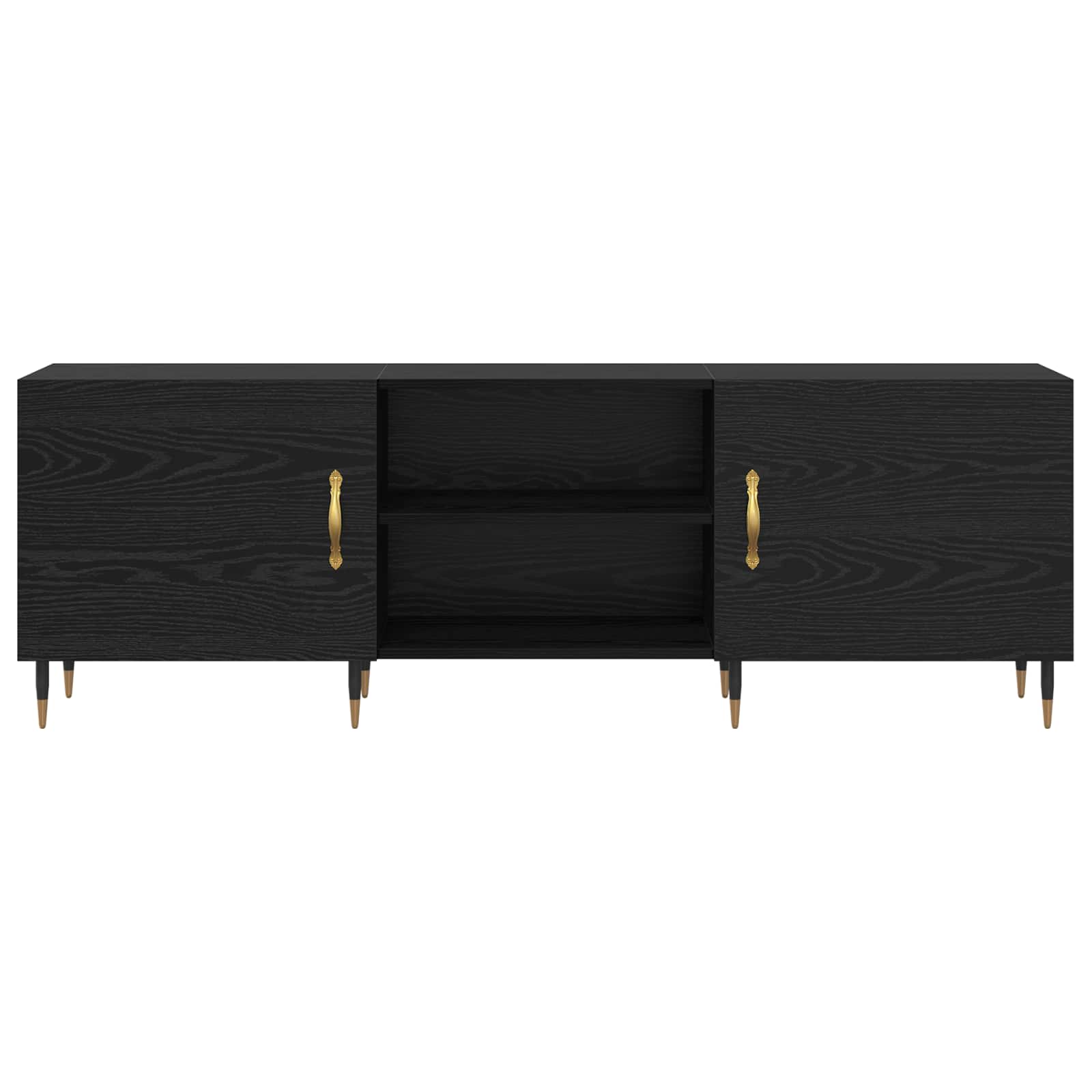 TV-kast Zwart eiken 150 x 30 x 50 cm Bewerkt hout is nu te koop bij PeponiXL, paradijselijk wonen!