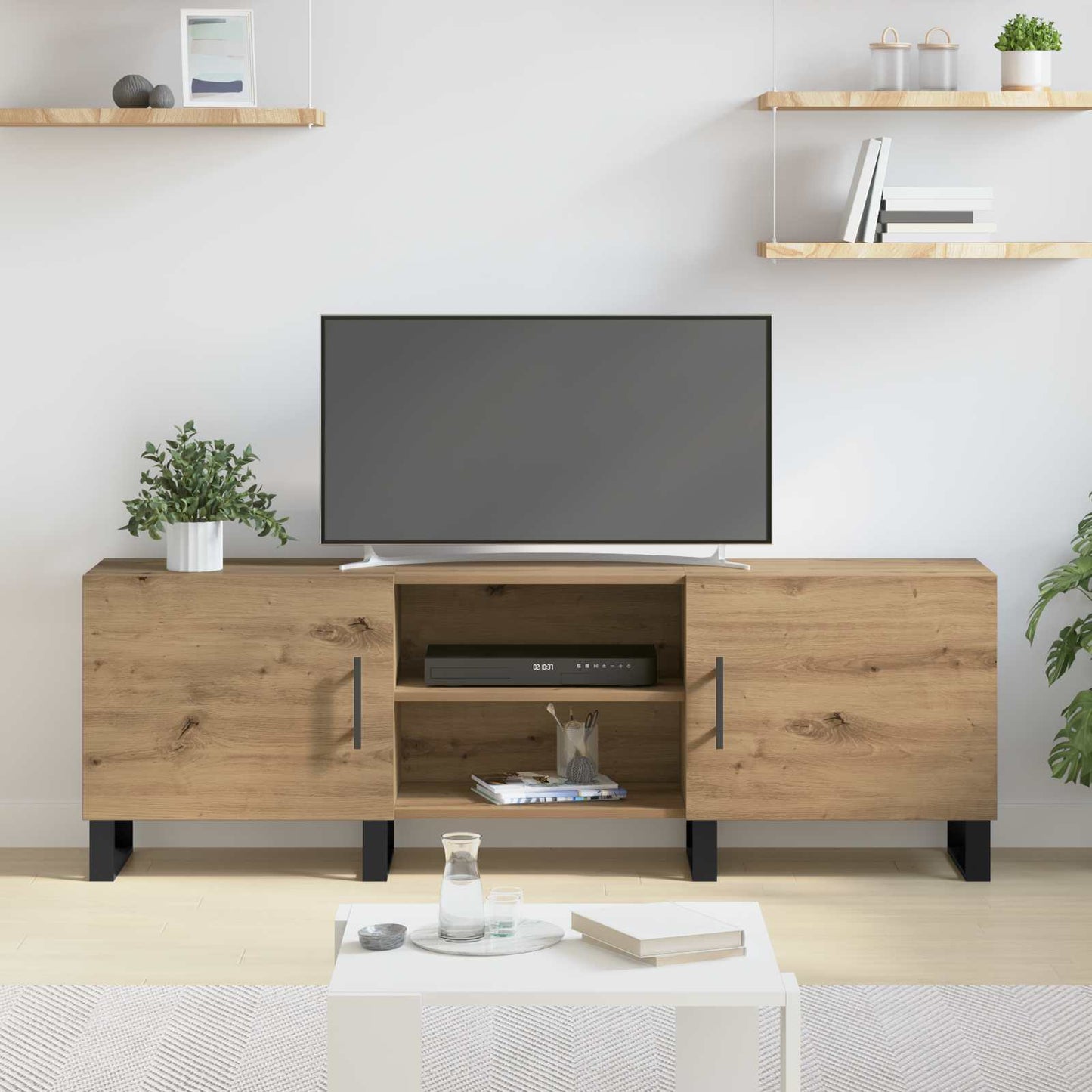 TV-kast 150 x 30 x 50 cm Artisan Eiken Bewerkt hout is nu te koop bij PeponiXL, paradijselijk wonen!