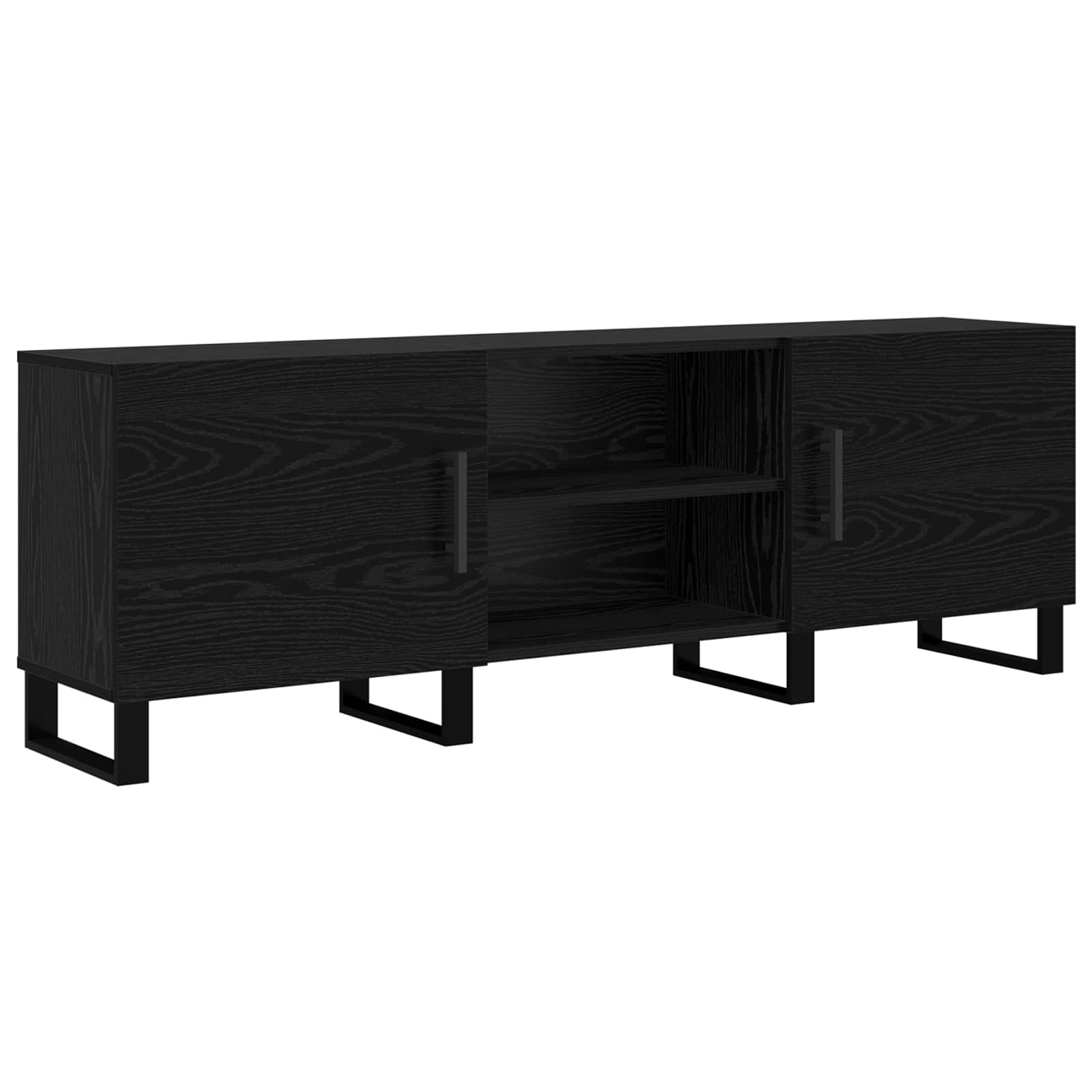 TV-kast Zwart Eiken 150 x 30 x 50 cm Bewerkt hout is nu te koop bij PeponiXL, paradijselijk wonen!