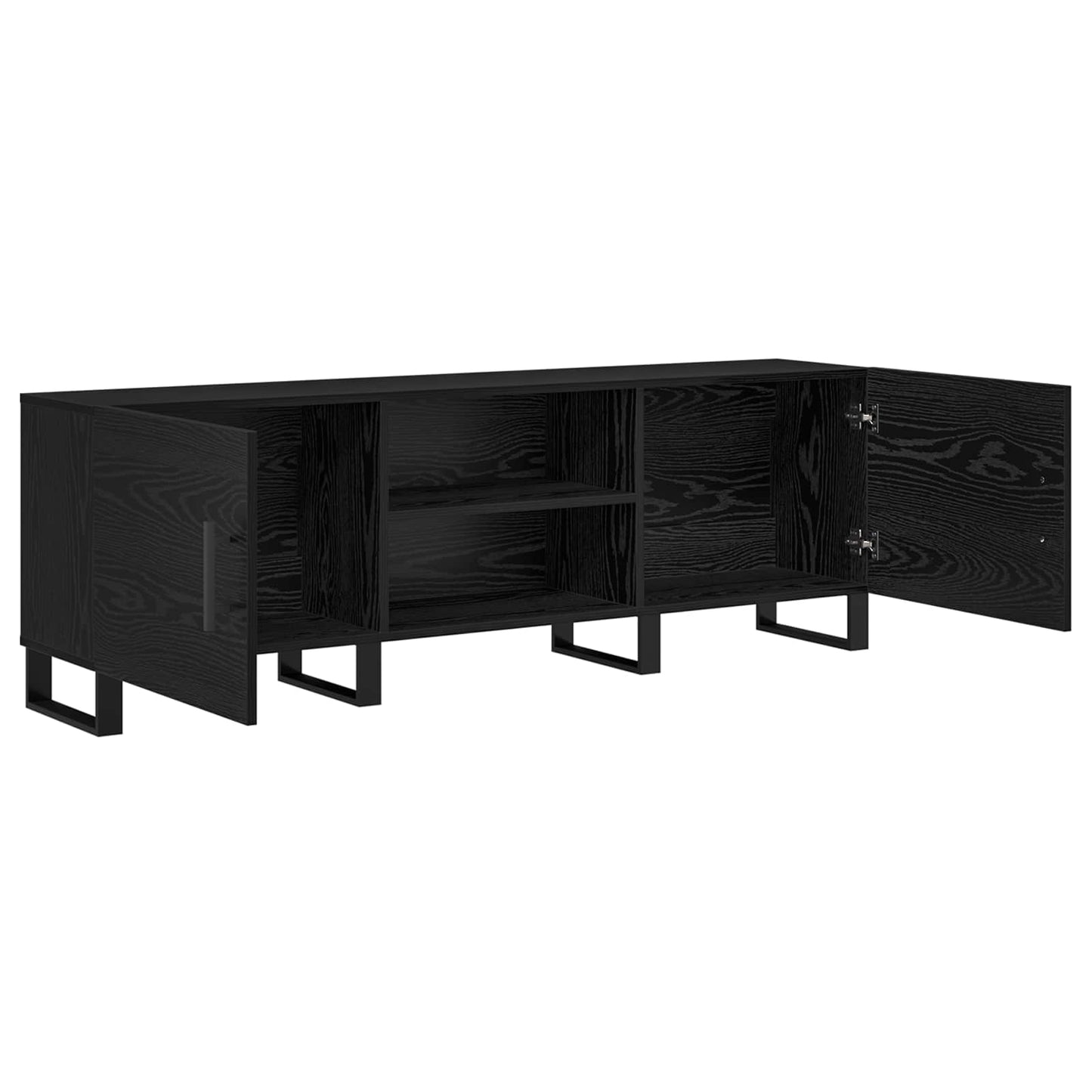 TV-kast Zwart Eiken 150 x 30 x 50 cm Bewerkt hout is nu te koop bij PeponiXL, paradijselijk wonen!