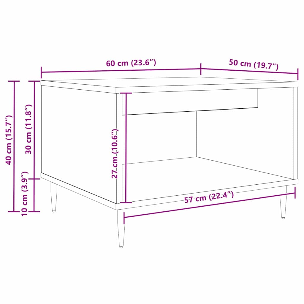 Salontafel Oud hout 60 x 50 x 40 cm Bewerkt hout is nu te koop bij PeponiXL, paradijselijk wonen!