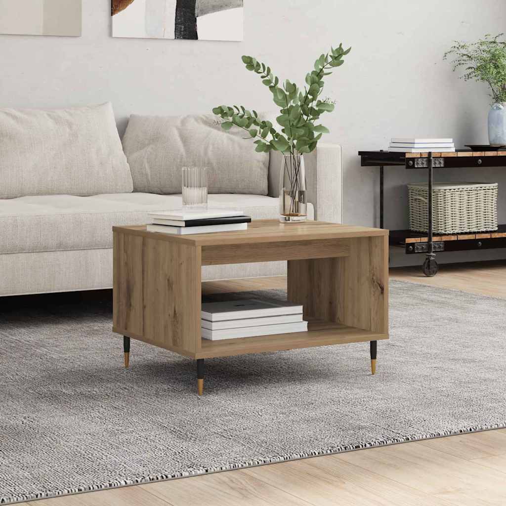 Salontafel artisanaal eikenkleurig 60 x 50 x 40 cm Bewerkt hout is nu te koop bij PeponiXL, paradijselijk wonen!