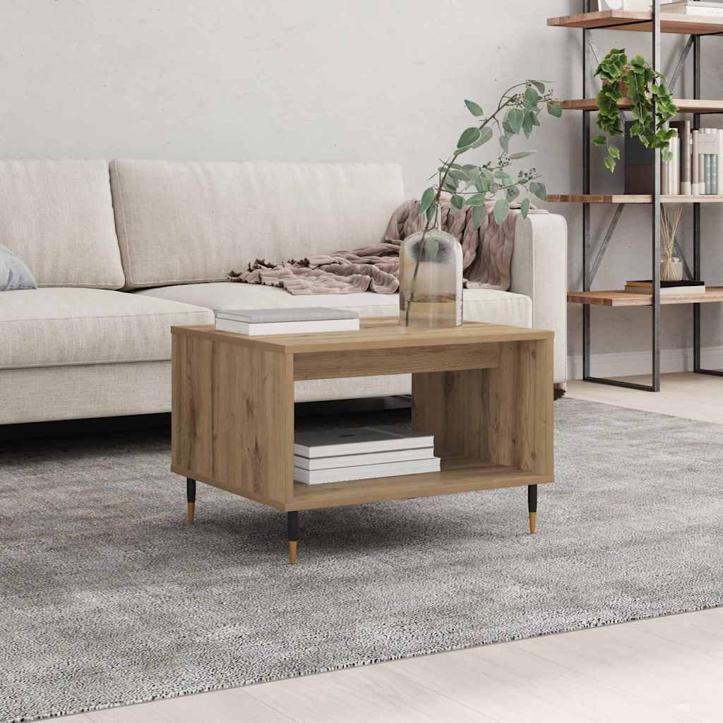 Salontafel artisanaal eikenkleurig 60 x 50 x 40 cm Bewerkt hout is nu te koop bij PeponiXL, paradijselijk wonen!