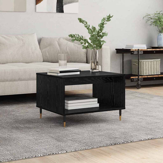 Salontafel Zwart eiken 60 x 50 x 40 cm Bewerkt hout is nu te koop bij PeponiXL, paradijselijk wonen!