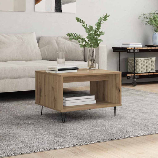 Salontafel artisanaal eikenkleurig 60 x 50 x 40 cm Bewerkt hout is nu te koop bij PeponiXL, paradijselijk wonen!
