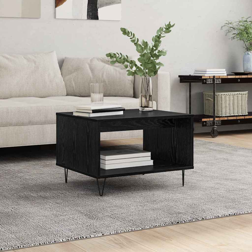Salontafel Zwart eiken 60 x 50 x 40 cm Bewerkt hout is nu te koop bij PeponiXL, paradijselijk wonen!