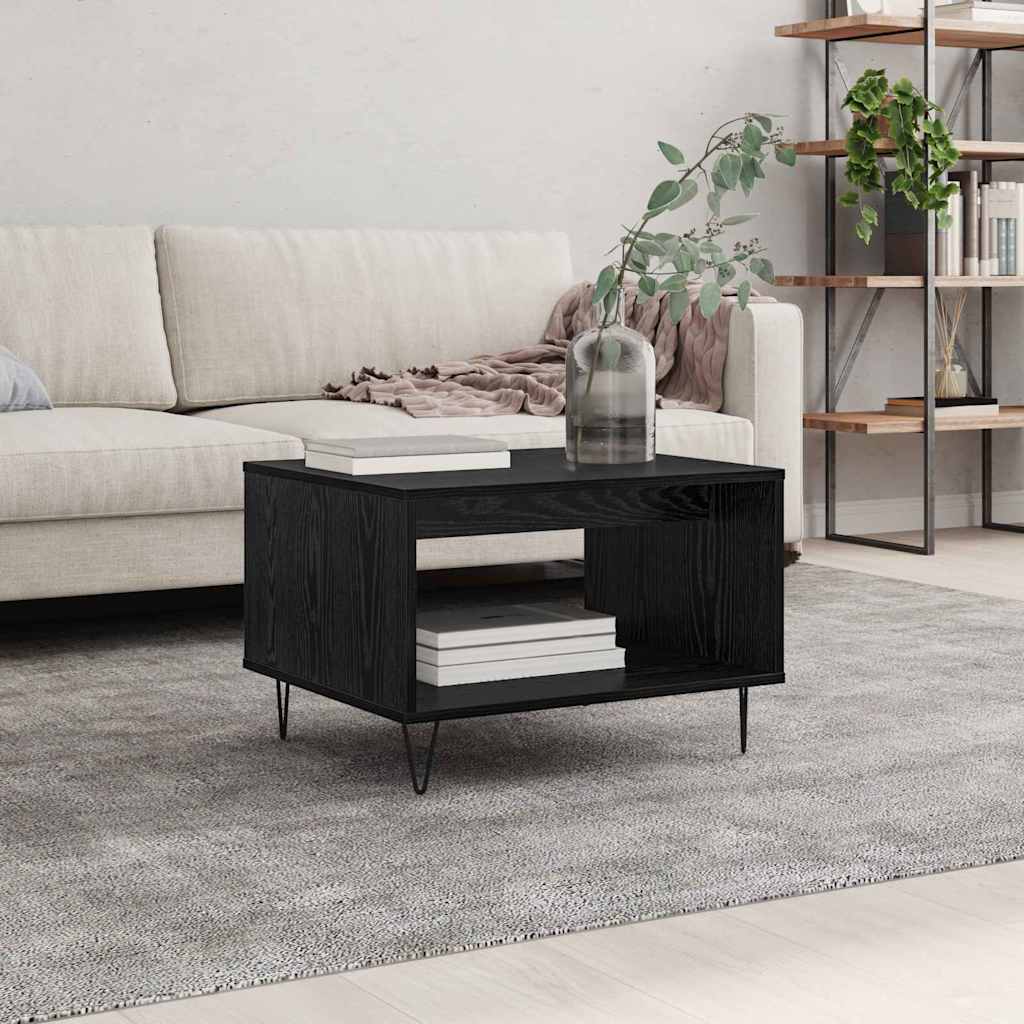Salontafel Zwart eiken 60 x 50 x 40 cm Bewerkt hout is nu te koop bij PeponiXL, paradijselijk wonen!
