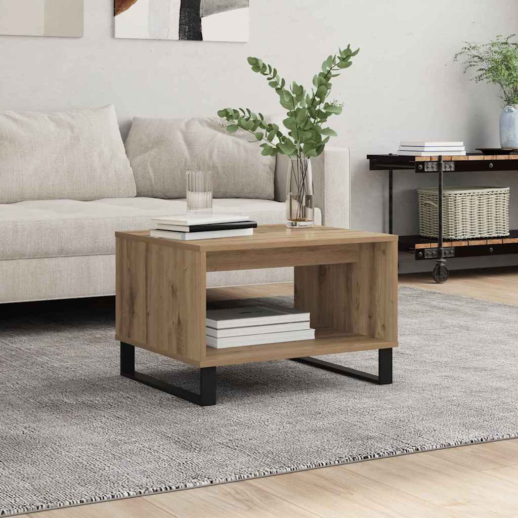 Salontafel artisanaal eikenkleurig 60 x 50 x 40 cm Bewerkt hout is nu te koop bij PeponiXL, paradijselijk wonen!