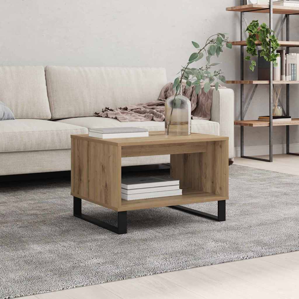 Salontafel artisanaal eikenkleurig 60 x 50 x 40 cm Bewerkt hout is nu te koop bij PeponiXL, paradijselijk wonen!
