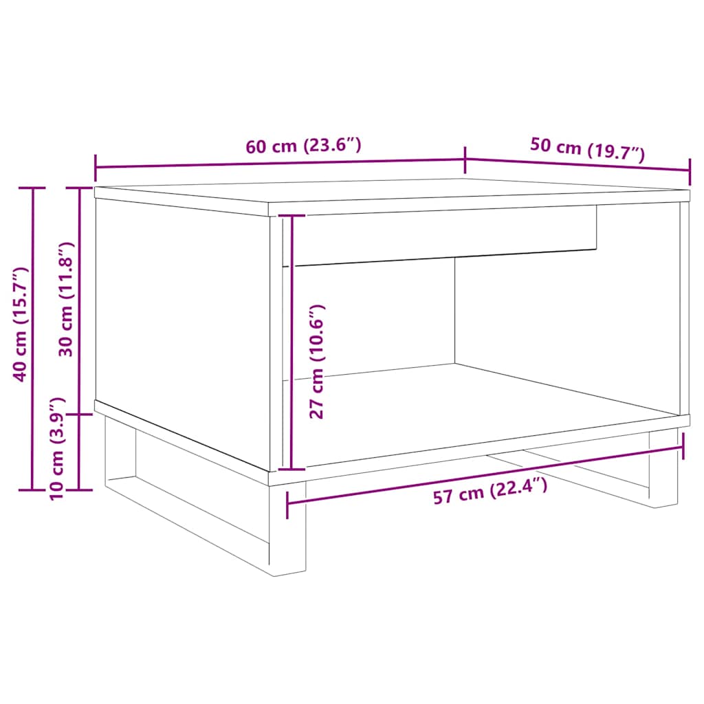 Salontafel artisanaal eikenkleurig 60 x 50 x 40 cm Bewerkt hout is nu te koop bij PeponiXL, paradijselijk wonen!