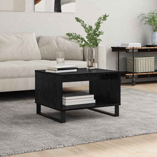 Salontafel Zwart eiken 60 x 50 x 40 cm Bewerkt hout is nu te koop bij PeponiXL, paradijselijk wonen!