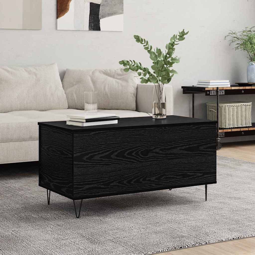 Salontafel Zwart eiken 90 x 44.5 x 45 cm Bewerkt hout is nu te koop bij PeponiXL, paradijselijk wonen!