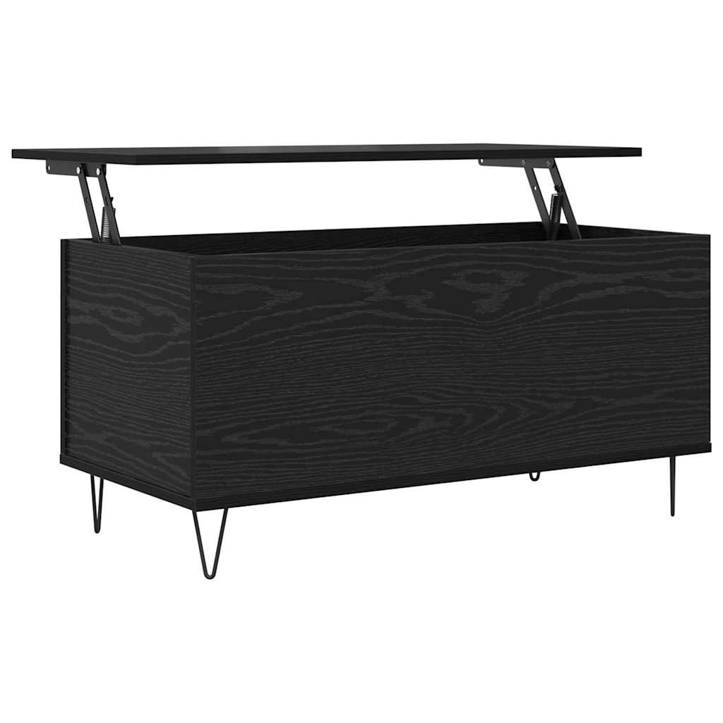Salontafel Zwart eiken 90 x 44.5 x 45 cm Bewerkt hout is nu te koop bij PeponiXL, paradijselijk wonen!