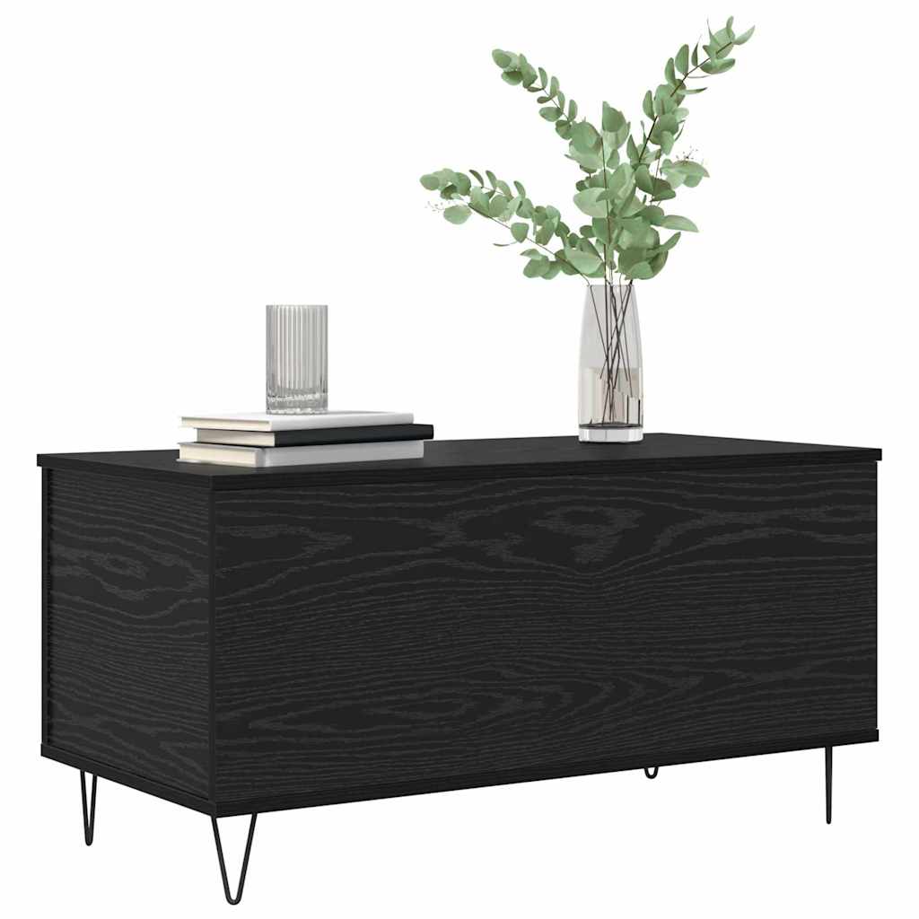 Salontafel Zwart eiken 90 x 44.5 x 45 cm Bewerkt hout is nu te koop bij PeponiXL, paradijselijk wonen!