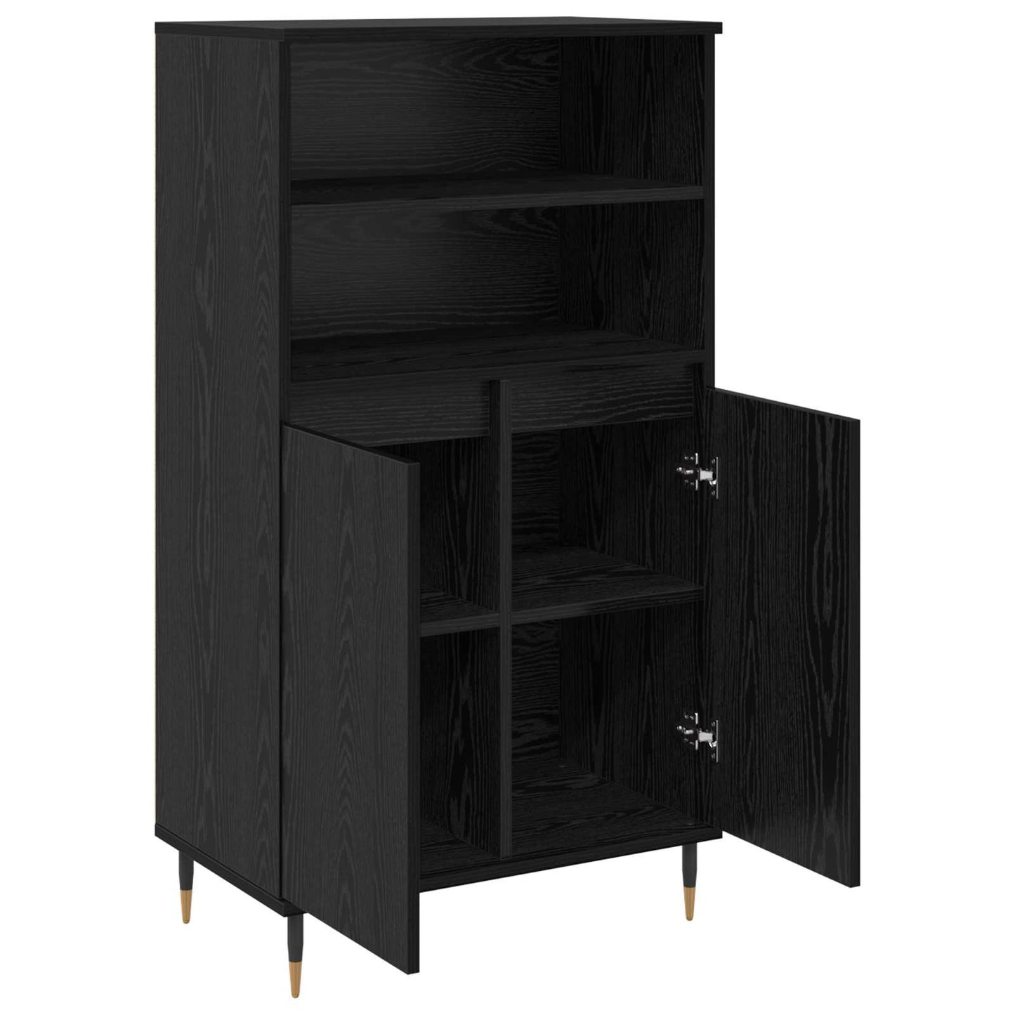 Highboard Zwart 60 x 36 x 110 cm Bewerkt hout is nu te koop bij PeponiXL, paradijselijk wonen!
