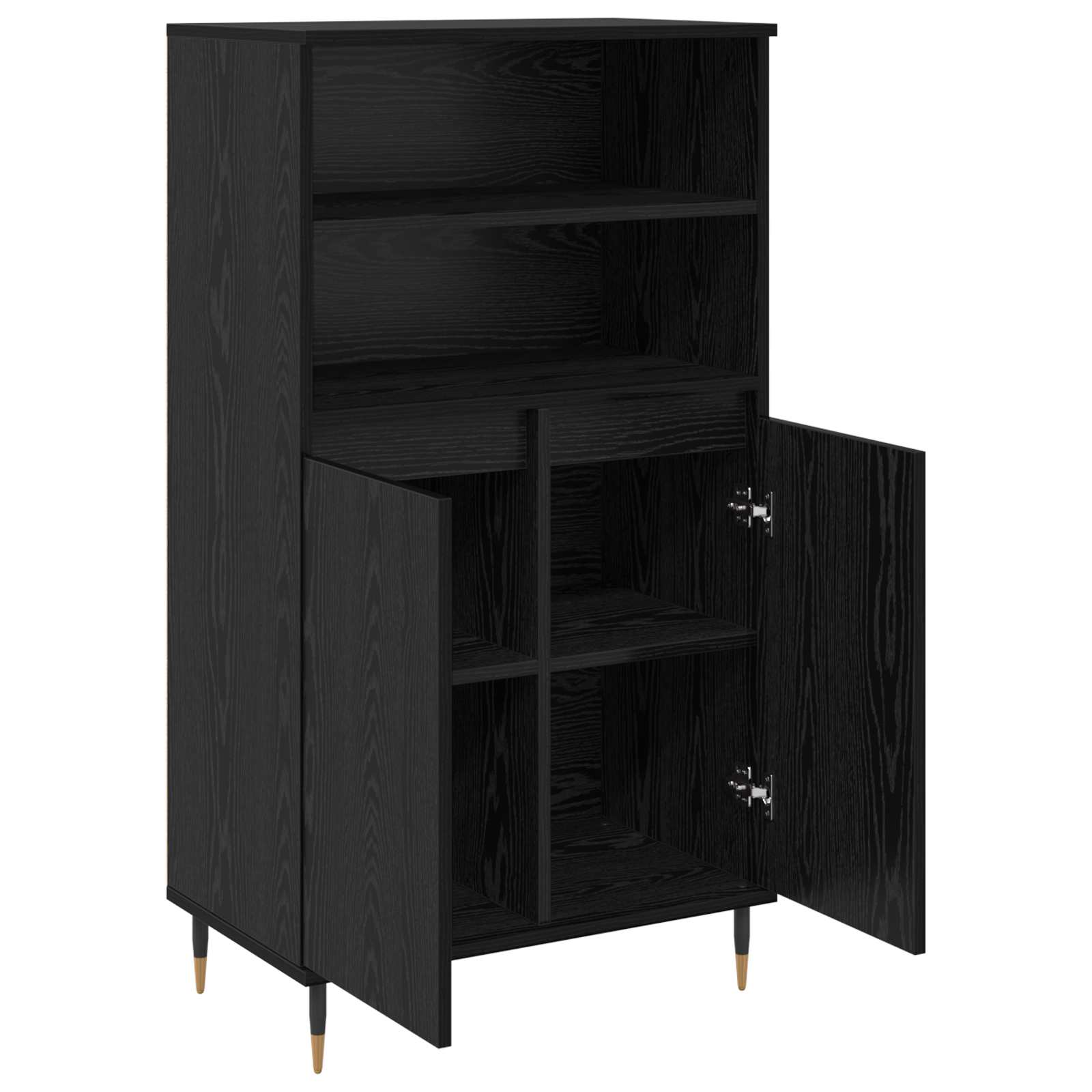 Highboard Zwart 60 x 36 x 110 cm Bewerkt hout is nu te koop bij PeponiXL, paradijselijk wonen!